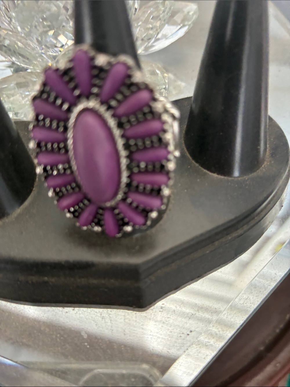 Purple Oval Cluster Statement Ring - Women Jewelry